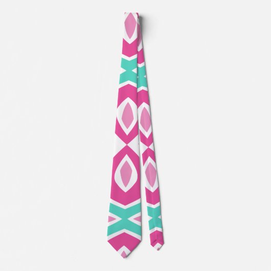 Cravate Motif rose et Turquoise (Devant)