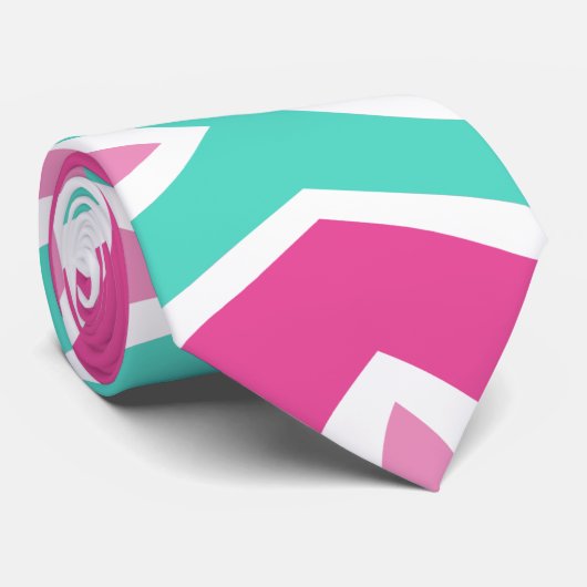 Cravate Motif rose et Turquoise (Roulé)