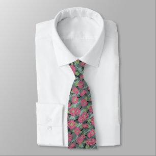 Cravate Motif rose et vert