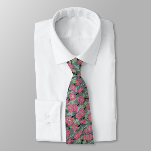 Cravate Motif rose et vert (Attaché)