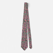 Cravate Motif rose et vert (Devant)
