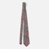 Cravate Motif rose et vert (Dos)