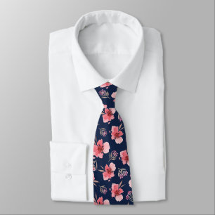 Cravate Motif rose foncé d'aquarelle