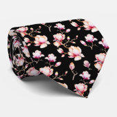 Cravate Motif rose Magnolia {choisissez votre couleur} (Roulé)