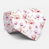 Cravate Motif rose Magnolia {choisissez votre couleur} (Roulé)