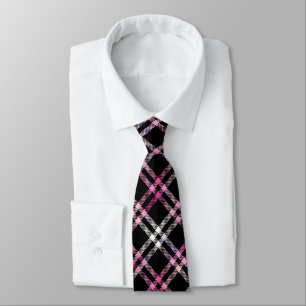 Cravate Motif rose noir blanc plaid