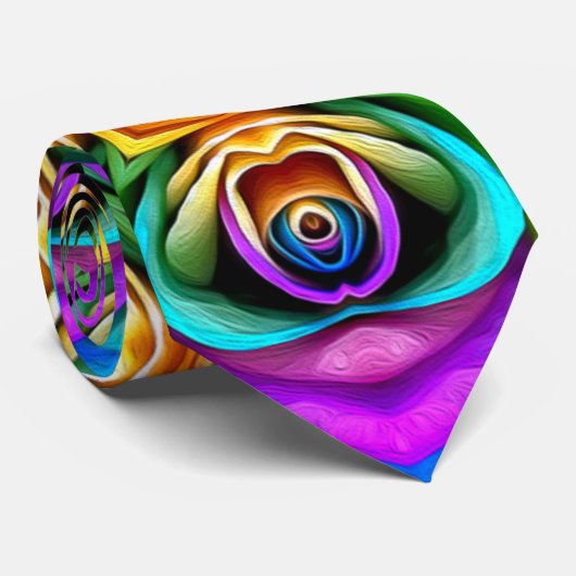 Cravate Motif Rose unique (Roulé)