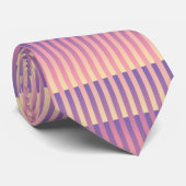 Cravate Motif rose violet jaune rayé (Roulé)