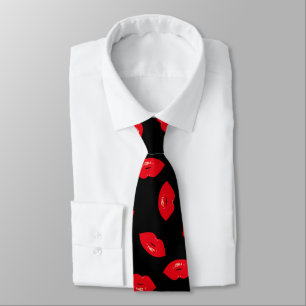 Cravate Motif rouge de lèvres de mode fascinante