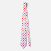 Cravate Motif Rouge et Rose sur Fond Blanc à Points (Devant)