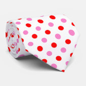 Cravate Motif Rouge et Rose sur Fond Blanc à Points (Roulé)