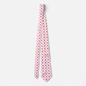 Cravate Motif Rouge et Rose sur Fond Blanc à Points (Dos)