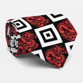 Cravate Motif rouge transparent de dragon (Roulé)