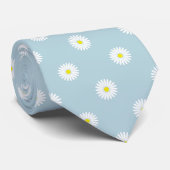 Cravate Motif Rpt illustratif de marguerites sur bleu pâle (Roulé)