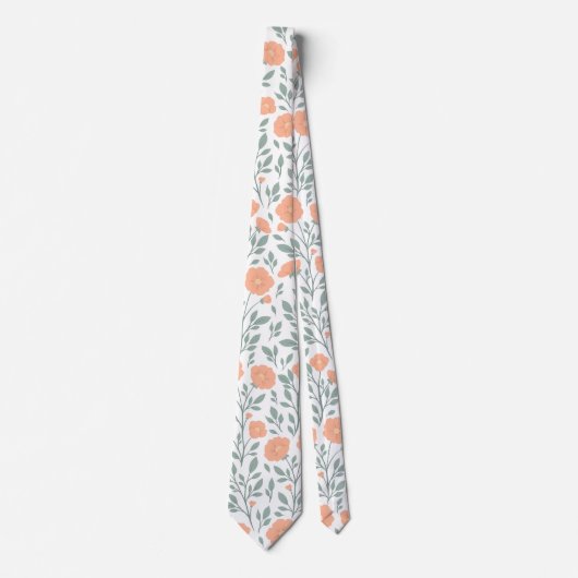 Cravate Motif rustique avec fleurs roses (Devant)