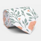 Cravate Motif rustique avec fleurs roses (Roulé)