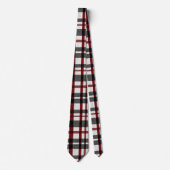 Cravate Motif rustique blanc et rouge (Devant)