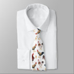 Cravate Motif rustique Rooster<br><div class="desc">Cravate lunaire avec aquarelle illustrant les coqs et un poussin.</div>