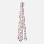 Cravate Motif Sakura en fleurs de cerises roses sur blanc  (Devant)