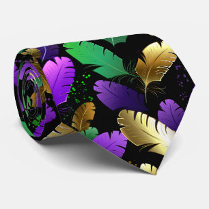 Cravate Motif sans couture avec plumes de Mardi Gras