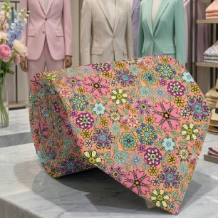 Cravate Motif sans couture de couleurs de fleurs rétro de