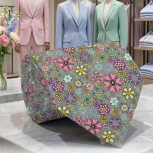 Cravate Motif sans couture de couleurs de fleurs rétro de