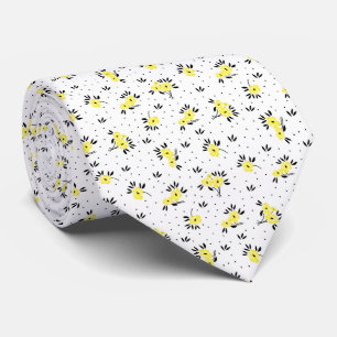Cravate Motif sans couture de fleurs jaunes