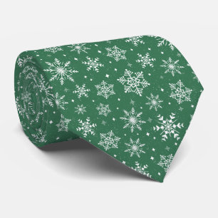 Cravate Motif sans couture de flocons de neige verts blanc