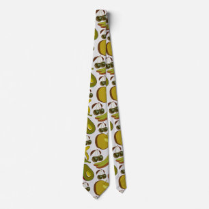 Cravate Motif sans couture de fruits tropicaux jaune et bl