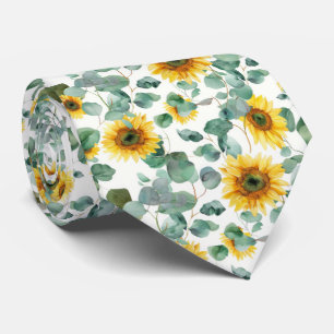 Cravate Motif sans couture de tournesol et d'eucalyptus à 