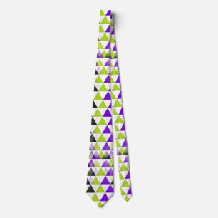 Cravate Motif sans couture de triangles - vert noir violet