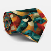 Cravate Motif sans couture d'oiseaux colorés géométriques (Roulé)
