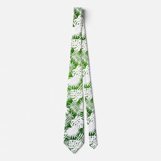 CRAVATE MOTIF SANS COUTURE FEUILLES VERT BLANC (Devant)