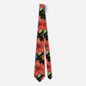 Cravate Motif sans couture Fleurs rouges tropicales feuill (Devant)