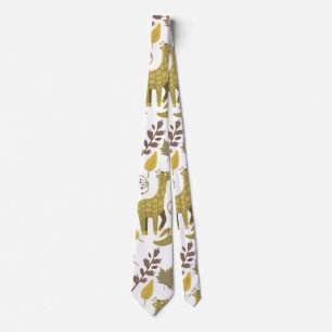 Cravate Motif sans couture Giraffe jaune blanc arrière - p