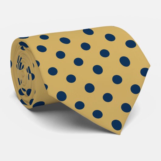 Cravate Motif sans couture Gold et Navy Blue Polka-Dot (Roulé)
