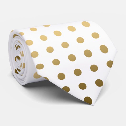 Cravate Motif sans couture or et blanc Polka-Dot (Roulé)