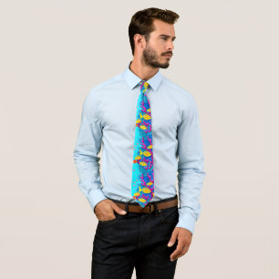 Cravate Motif sans fil de poissons tropicaux