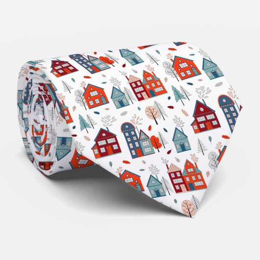 Cravate Motif scandinave d'art populaire de Chambre (Roulé)