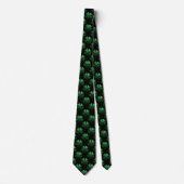 Cravate Motif Shamrock brillant vert foncé sur noir (Devant)