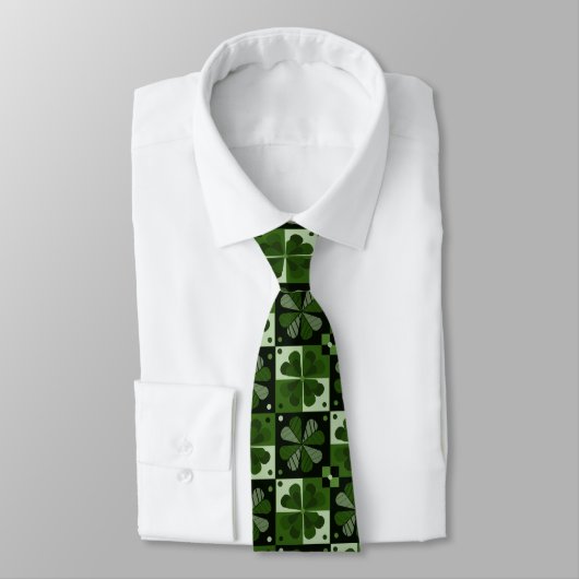 Cravate Motif shamrock Checkerboard (Attaché)