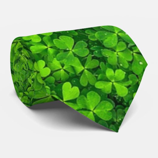 Cravate Motif Shamrock vert (Roulé)