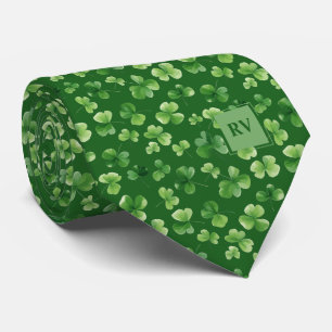 Cravate Motif Shamrock vert émérite monogramme