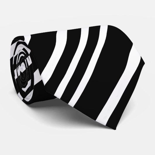 Cravate Motif simple en diagonale noir et blanc (Roulé)