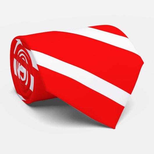 Cravate Motif simple en diagonale rouge et blanc (Roulé)