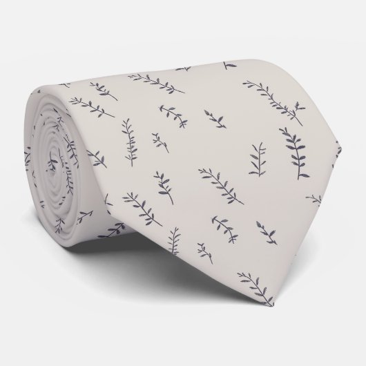 Cravate Motif simple Lavender Sprig en gris clair (Roulé)