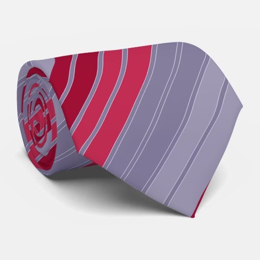 Cravate Motif simple rayé rouge et gris (Roulé)