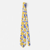 Cravate Motif Simples Tranches de Citron Bleu Botanique (Devant)