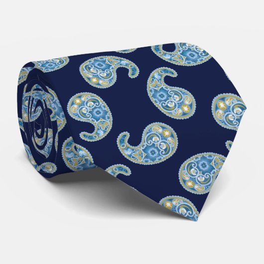 Cravate Motif Snowdrop Paisley (Roulé)