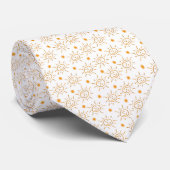 Cravate Motif Soleil Orange À La Main En Blanc (Roulé)